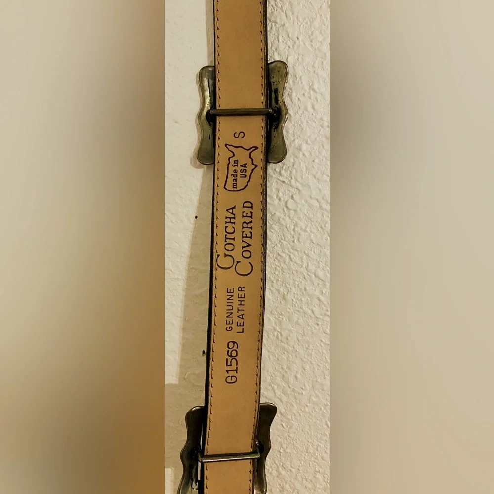 Leather Western-Style Women's Belt with Decorative Buckles - Brown